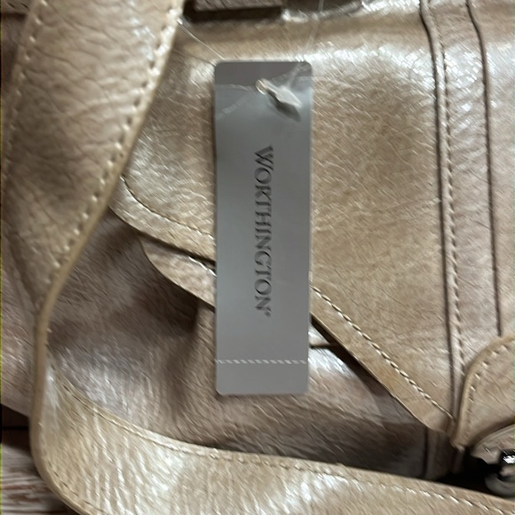 NWT Worthington Bone March Krinkle Handbag Shoulder Bag Crossbody purse - Picture 4 of 16